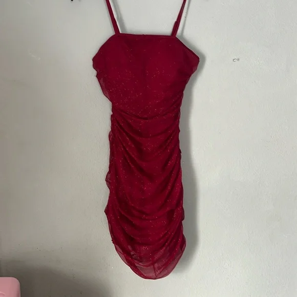 Dresses | Dark Red Sparkly Mini Dress | Poshmark